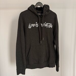 LOUIS VUITTON Grey & Silver Graphic Hoodie XL
